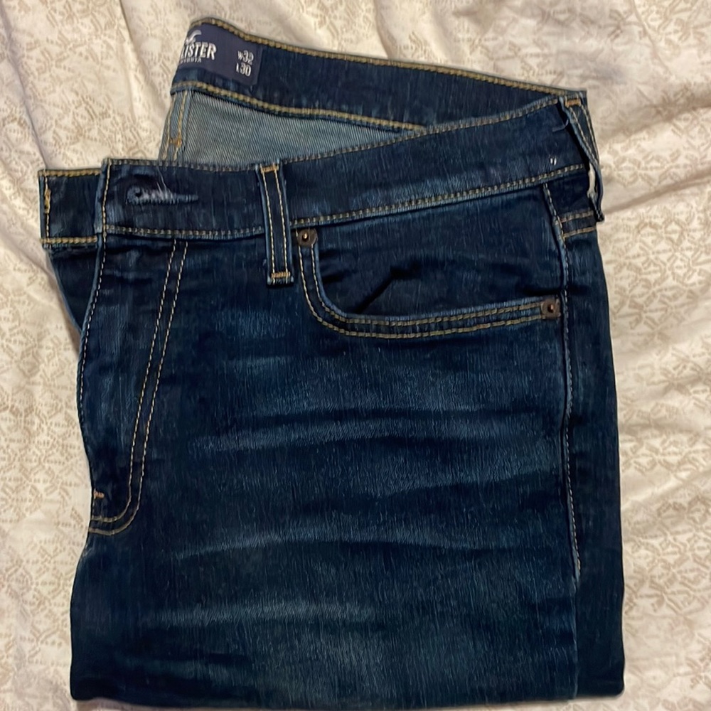 Mens hollister skinny jeans, size 32x30, blue wash
